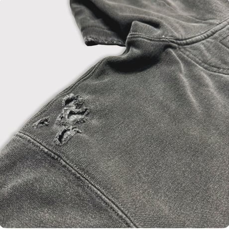 BOOTLEG HOODIE(BLACK SHINE)AGED BLACK with DAMAGED