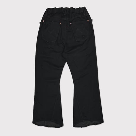 Home Flare Jeans With Damaged(INLAY DENIM) BLACK