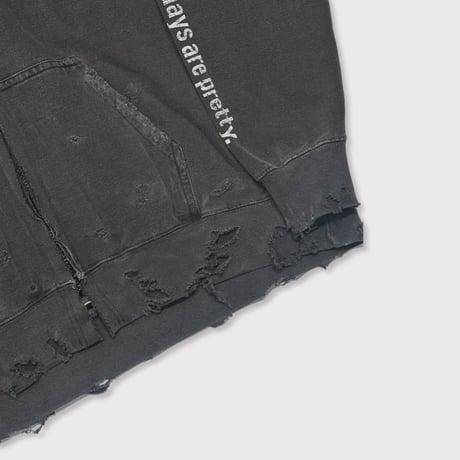 Bootleg Zip Up Hoodie With Damaged(SHINE)