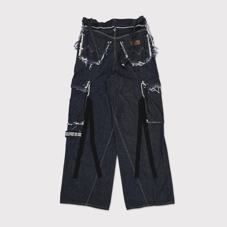 Slash Seam Twist Cargo Jeans(KOJIMA)INDIGO