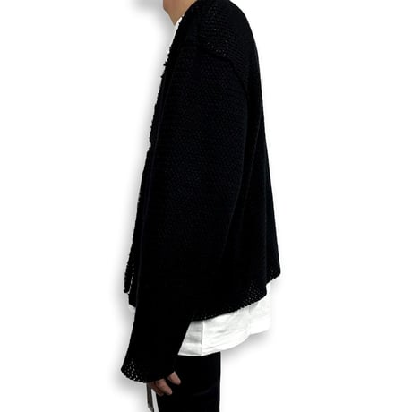 TIMELESS  CUT OFF 1B CARDIGAN NOIR(FENCE KNIT)