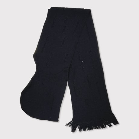 Hooded Long Muffler With Damaged(CLASSIC WOOL)BLACK