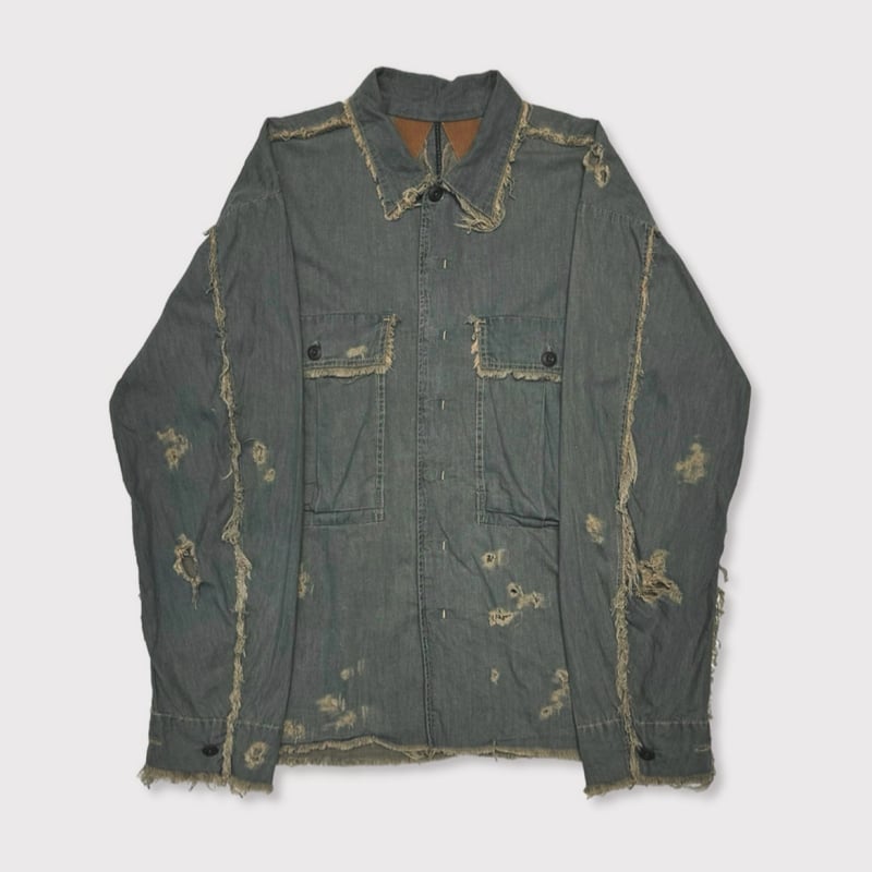 Slash Seam HBT Work Shirt With Damaged (FROM CO