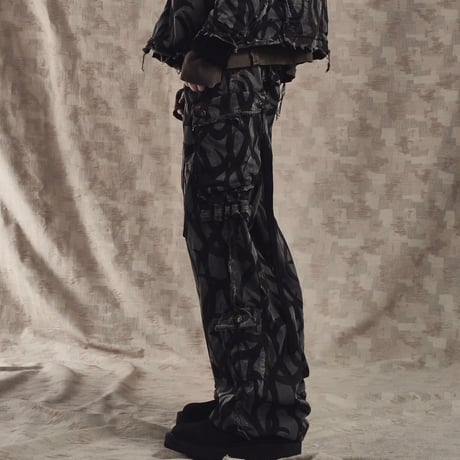 Tribal Camouflage Slash Seam HBT Cargo 20Years BK(AGED TWILL)