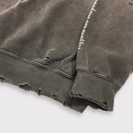 BOOTLEG CREW SWEAT(BLACK SHINE)AGED BLACK with DAMAGED