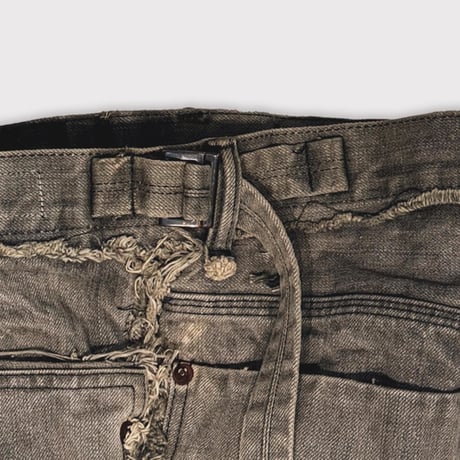 Slash Seam Twist Cargo Jeans(DUST GREY)