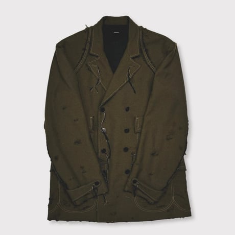 Slash Seam Hunting Tailored Jacket With DAMAGED(70'S VINTAGE FRENCH ARMY) OLIVE