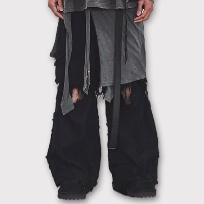 Twist Buggy Jean Boro Crust With Wrapped(NOIR)