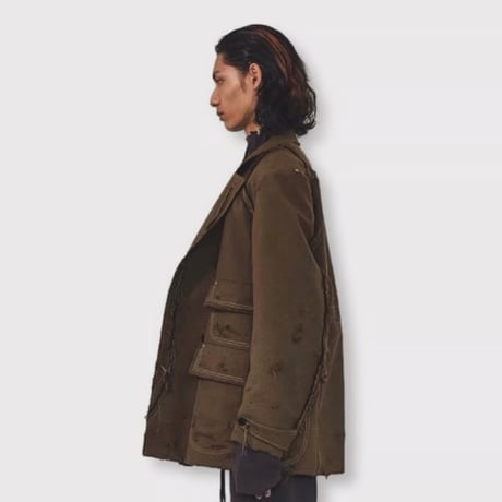 Slash Seam Hunting Tailored Jacket With DAMAGED(70'S VINTAGE FRENCH ARMY) OLIVE