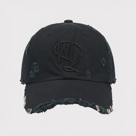 Sigunatured Cap With DAMAGED(CLASSIC TIWLL) WASHED BLACK