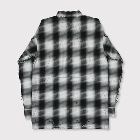 Slash Seam Ombre Check Shirt(DRUNK)BLACK