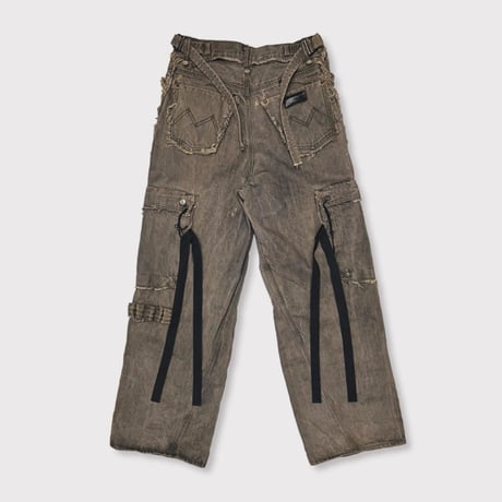 Slash Seam Twist Cargo Jeans(DUST GREY)