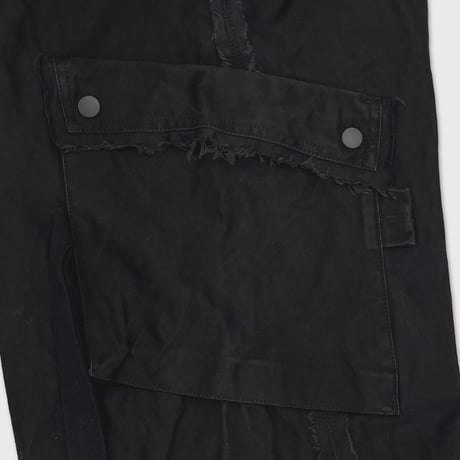 Slash Seam Twist Cargo Pants(PIGMENT DYED MOLESKIN) BLACK