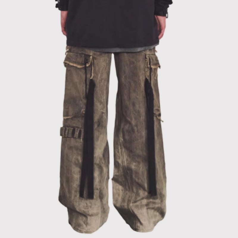 Slash Seam Twist Cargo Jeans(DUST GREY) | MINUS