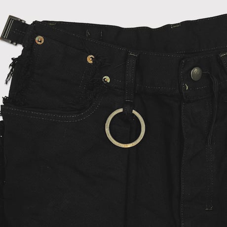 Slash Seam Twist Cargo Jeans(AFTER BLACK)
