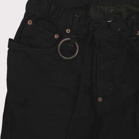 Home Flare Jeans With Damaged(INLAY DENIM) BLACK