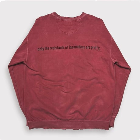 BOOTLEG CREW SWEAT(A MAN'S SHADOW)FADED SPOT with DAMAGED