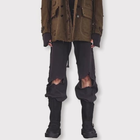 Destroy Twist Easy Pants(HIGH GAUGE RIB KNIT)CHARCOAL