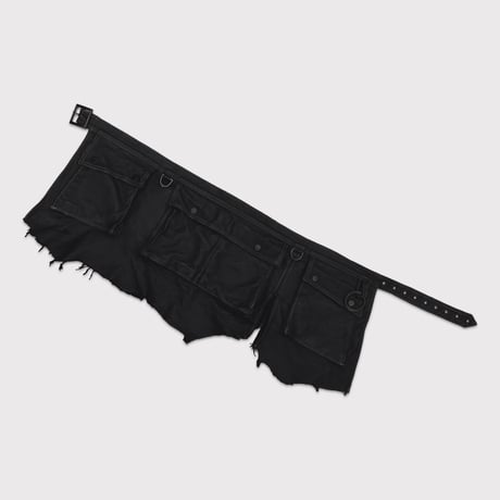 Cargo Kilt(VEGETABLE TANNING PIG LEATHER) BLACK