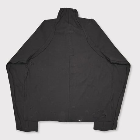 High-Neck Cotton Logo Knit With Damaged(HIGH GAUGE RIB KNIT)CHARCOAL