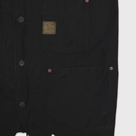 Chore Jacket With Damaged(PIGMENT DYED MOLESKIN) BLACK