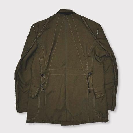 Slash Seam Hunting Tailored Jacket With DAMAGED(70'S VINTAGE FRENCH ARMY) OLIVE