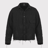 Pleated Blouse With Garment Dyed (ITALIAN AIRFORCE TABLE CLOTH) BLACK