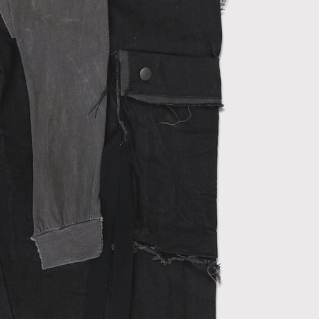Slash Seam Twist Cargo Jeans With Wrapped(NOIR)