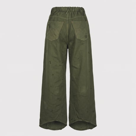 Home Wide Jeans With Damaged(INLAY DENIM) OLIVE