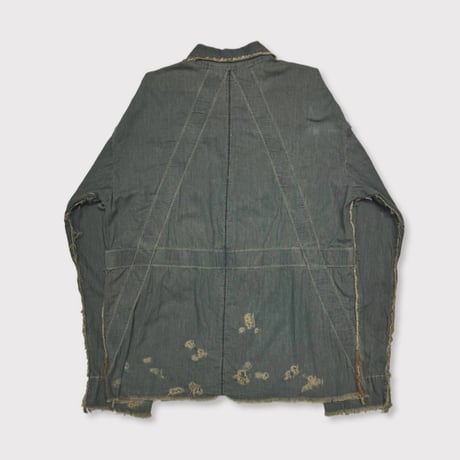 Slash Seam HBT Work Shirt With Damaged (FROM COAL MINE) DUST SAX