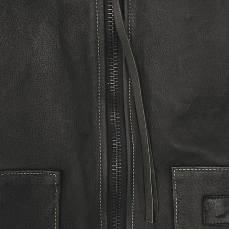 Rustic Edged Classic Vest(VEGETABLE TANNING PIG LEATHER) BLACK