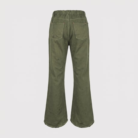 Home Flare Jeans With Damaged(INLAY DENIM) OLIVE
