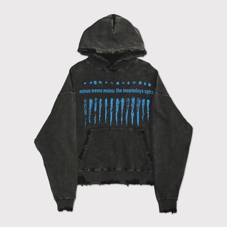 x MUZE Bootleg Wide Sweat Hoodie With Damaged(SHINE)STONE BIOBLEACH BLACK