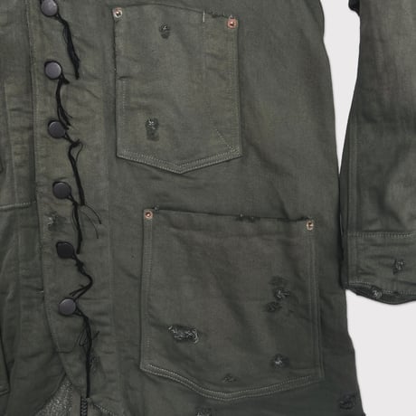 Home Chore With Damaged(INLAY DENIM)OLIVE