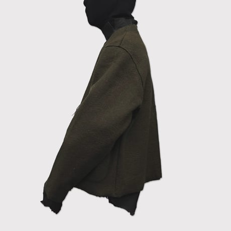 Cut Off 1B Cardigan(NEEDLE SHAGGY MOHAIR) OLIVE