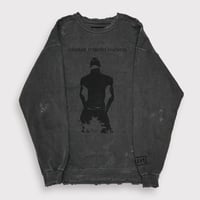 BOOTLEG CREW SWEAT(A MAN'S SHADOW)AGED BLACK with DAMAGED