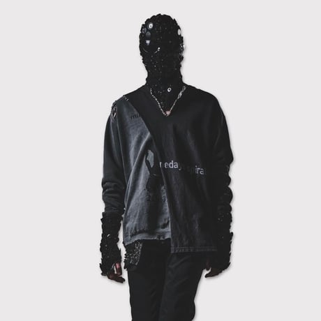 Bootleg Layered Crew Sweat(A MAN'S SHADOW) AGED BLACK