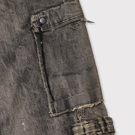 Slash Seam Twist Cargo Jeans(DUST GREY)