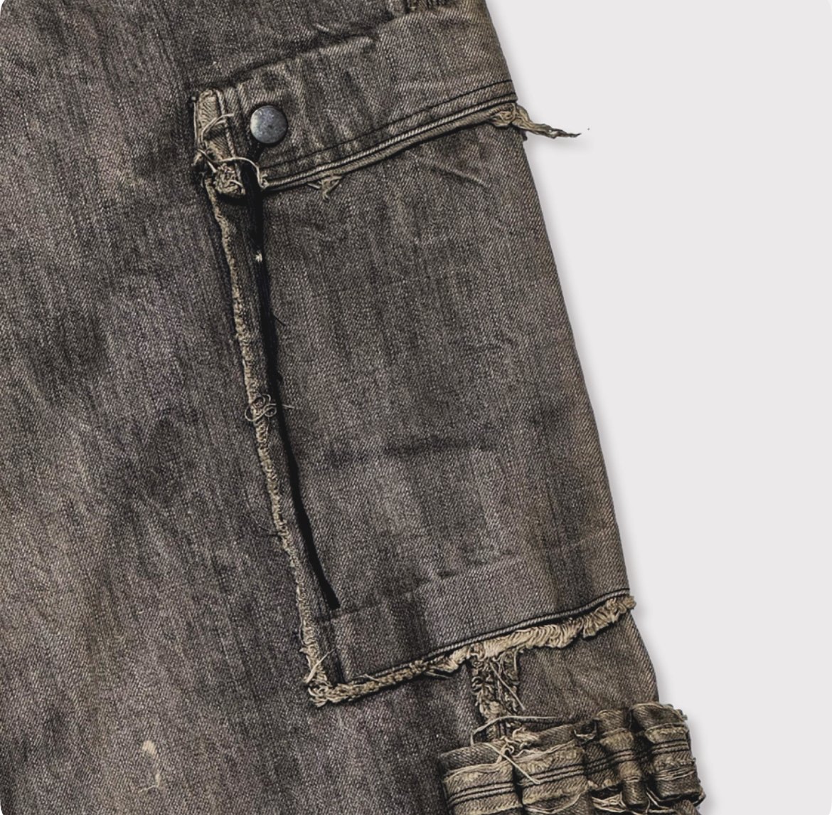 Slash Seam Twist Cargo Jeans(DUST GREY) | MINUS