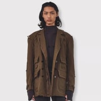 Slash Seam Hunting Tailored Jacket With DAMAGED(70'S VINTAGE FRENCH ARMY) OLIVE