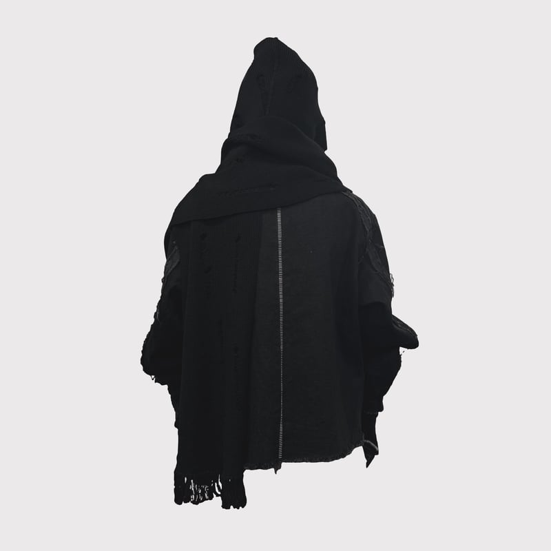 Hooded Long Muffler With Damaged(CLASSIC WOOL)B