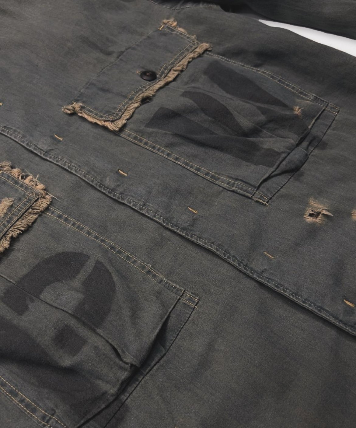 PW Slash Seam HBT Work Shirt With Damaged (FROM