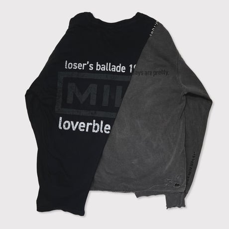 Bootleg Layered Crew Sweat(A MAN'S SHADOW) AGED BLACK