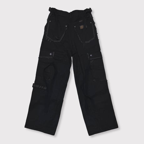 Slash Seam Twist Cargo Jeans(NOIR)
