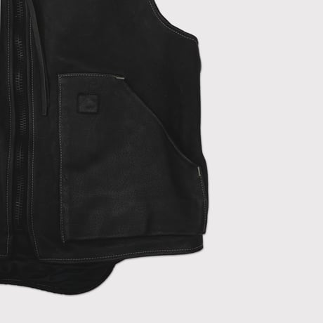 Rustic Edged Classic Vest(VEGETABLE TANNING PIG LEATHER) BLACK