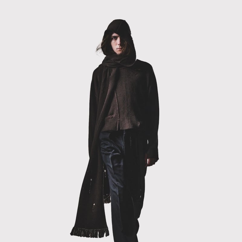 Hooded Long Muffler With Damaged(CLASSIC WOOL)B