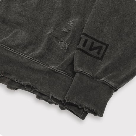 BOOTLEG CREW SWEAT(A MAN'S SHADOW)AGED BLACK with DAMAGED
