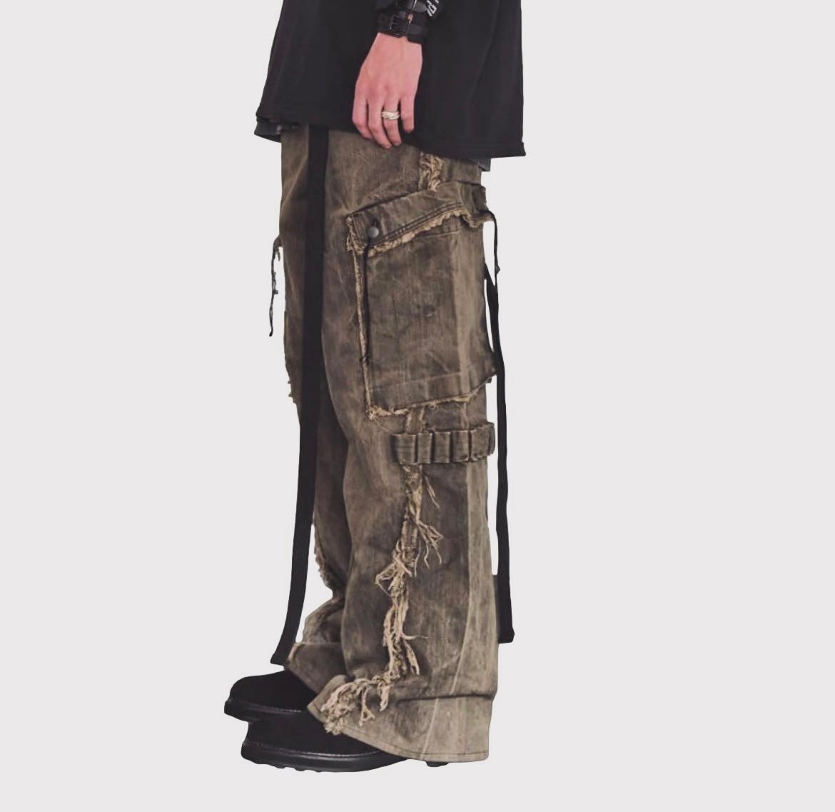 Slash Seam Twist Cargo Jeans(DUST GREY) | MINUS