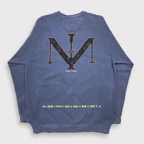 BOOTLEG CREW SWEAT(7SINS)STAIN with DAMAGED