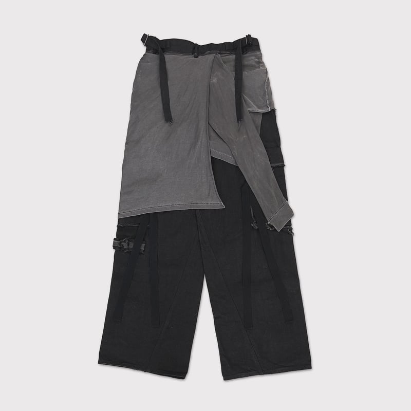 Slash Seam Twist Cargo Jeans With Wrapped(NOIR)